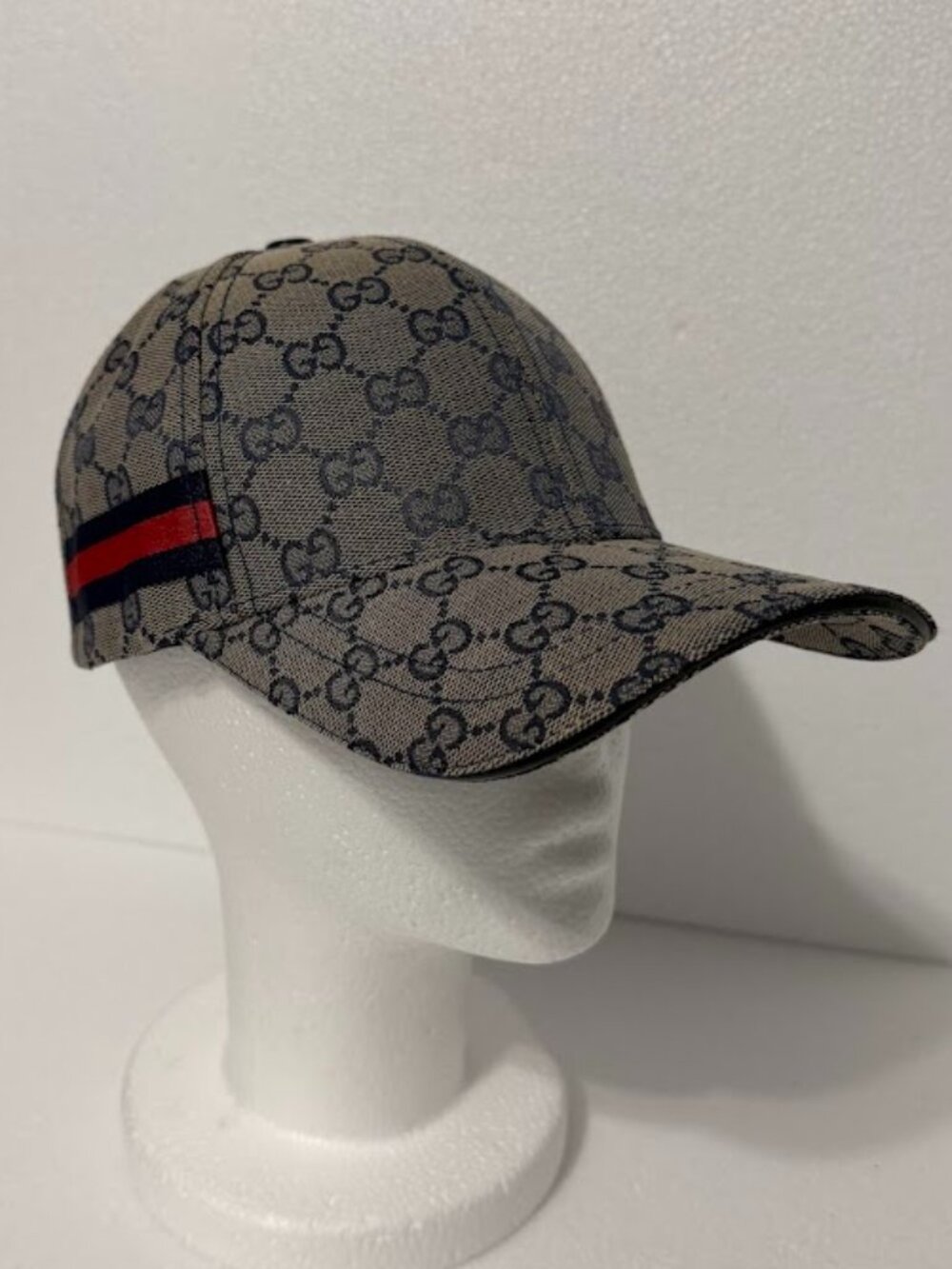 Unisex GG Supreme Baseball Cap Beige Blue Web Stripe Leather Strap Hat - Picture 4 of 8